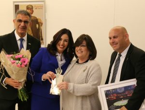 Miri Ehrenthal with Kenesset Member Miri Regev at Israel independence day lighting of the torch ceremony