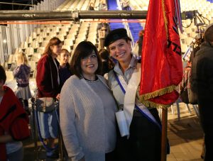 Miri Ehrenthal with a soldier at Israel independence day lighting of the torch ceremony